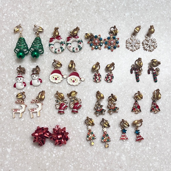 Christmas Themed Clipped On Earring (set of 15) - Picture 1 of 1